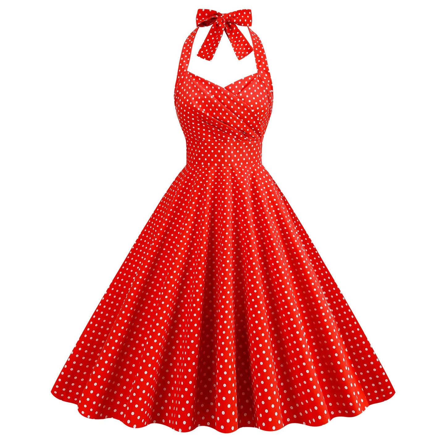 Color Polka Dot Halter High Waist Dresses