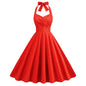 Color Polka Dot Halter High Waist Dresses