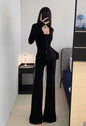 Autumn Simple Comfortable Tight-fitting Cinched Single-breasted Drawstring Trousers Suits