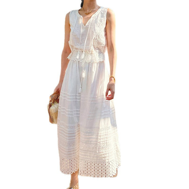 Women's Style Sleeveless Small White Vacation Summer Suits