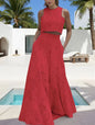Women's Fashion Sleeveless Pocket Maxi Dress Two-piece Suits