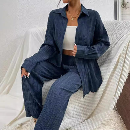 Women's Autumn Shirt Collar Loose Casual Suits