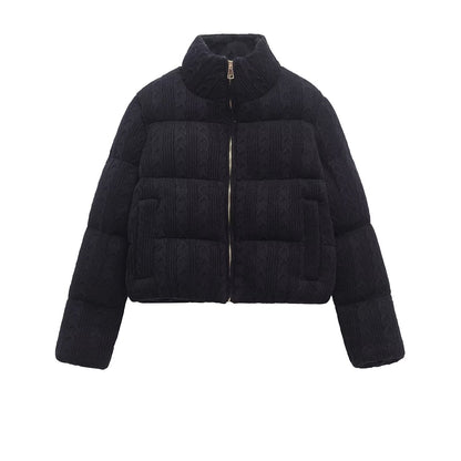 Collar Windproof Warm White Knitted Fabric Thick Clothing
