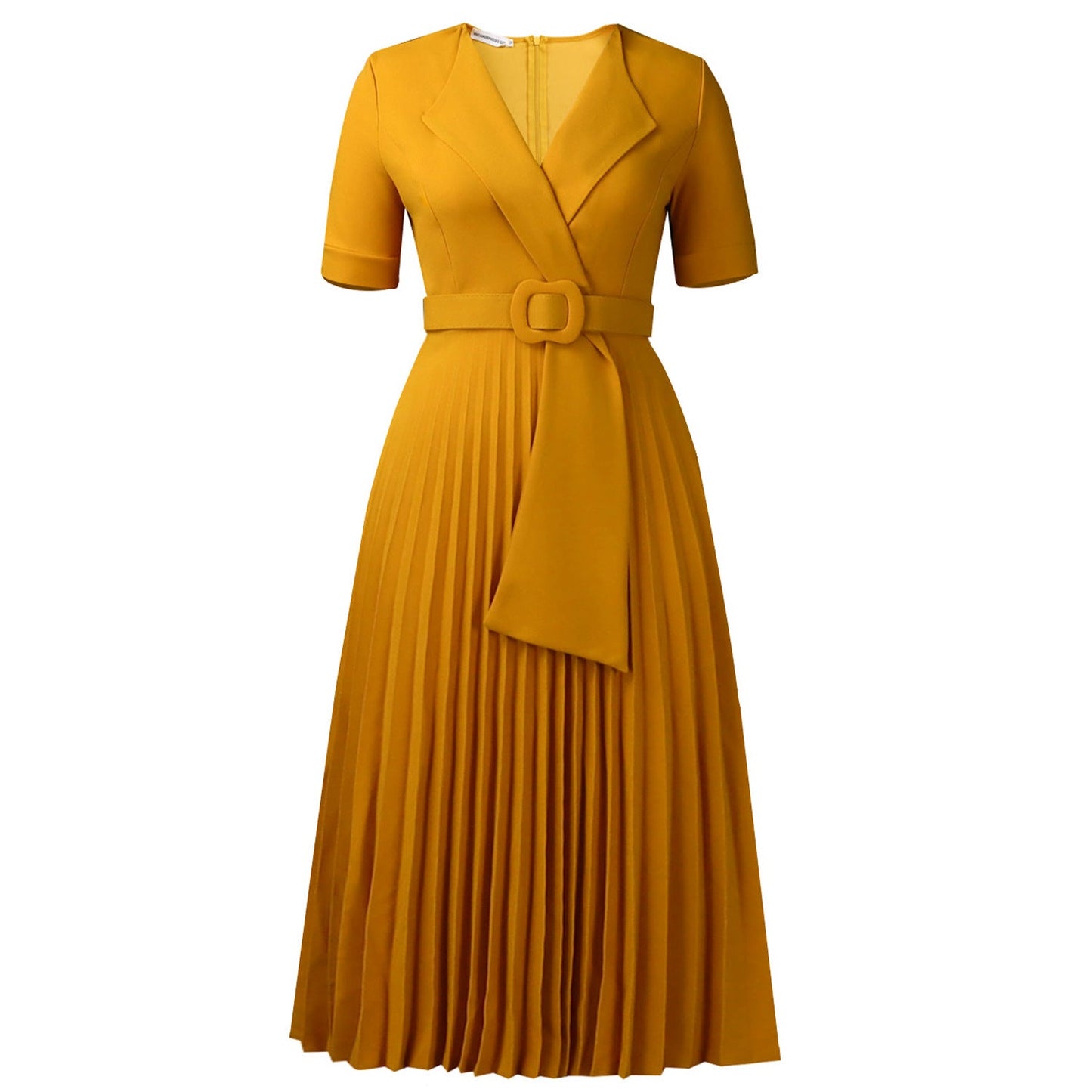 Sleeve Fashion Elegant Pleated High Waist Dresses