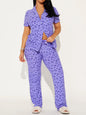 Women's Home Comfortable Sleeve Front Button Elastic Suits