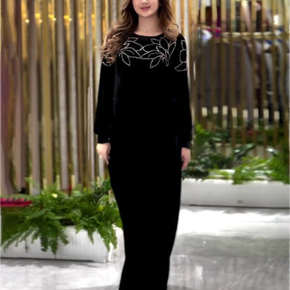 Neck Solid Color Long Sleeve Loose Dresses