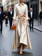 Women's Shirts Collar Solid Color Maxi Dress Dresses