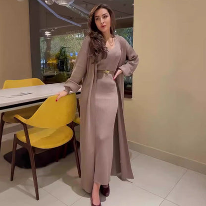 Women's Autumn Fashion Solid Color Long Dress Suits