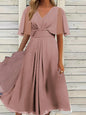 Solid Color Waist Trimming Casual Large Dresses