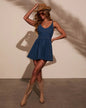 Women's Sling High Waist Denim Wide Swing Dresses