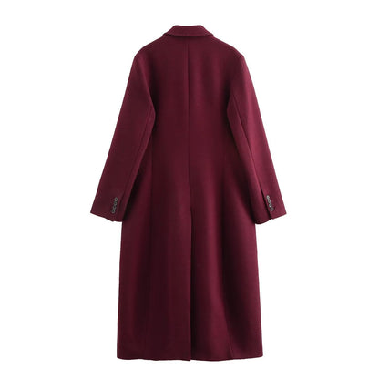 Women's Fashion Woolen Double Breasted Trench Coats