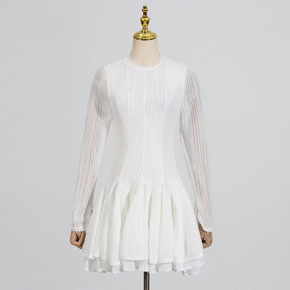 Women's Dress Autumn High-grade Round Neck Waist Dresses