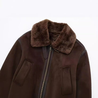 Women's Fashion Solid Color Polo Collar Loose Coats