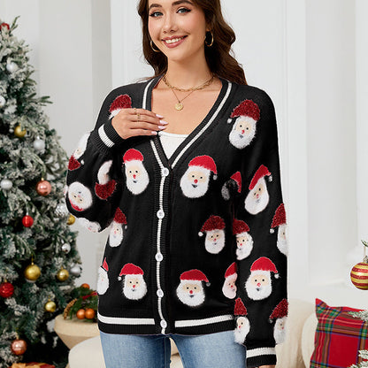 Women's Casual Santa Claus Brocade Christmas Sweaters