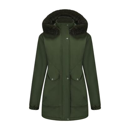Women's Parka Fleece-lined Korean Style Big Fur Coats