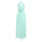 Women's Print Split Sleeveless Slimming Halter Deep Dresses