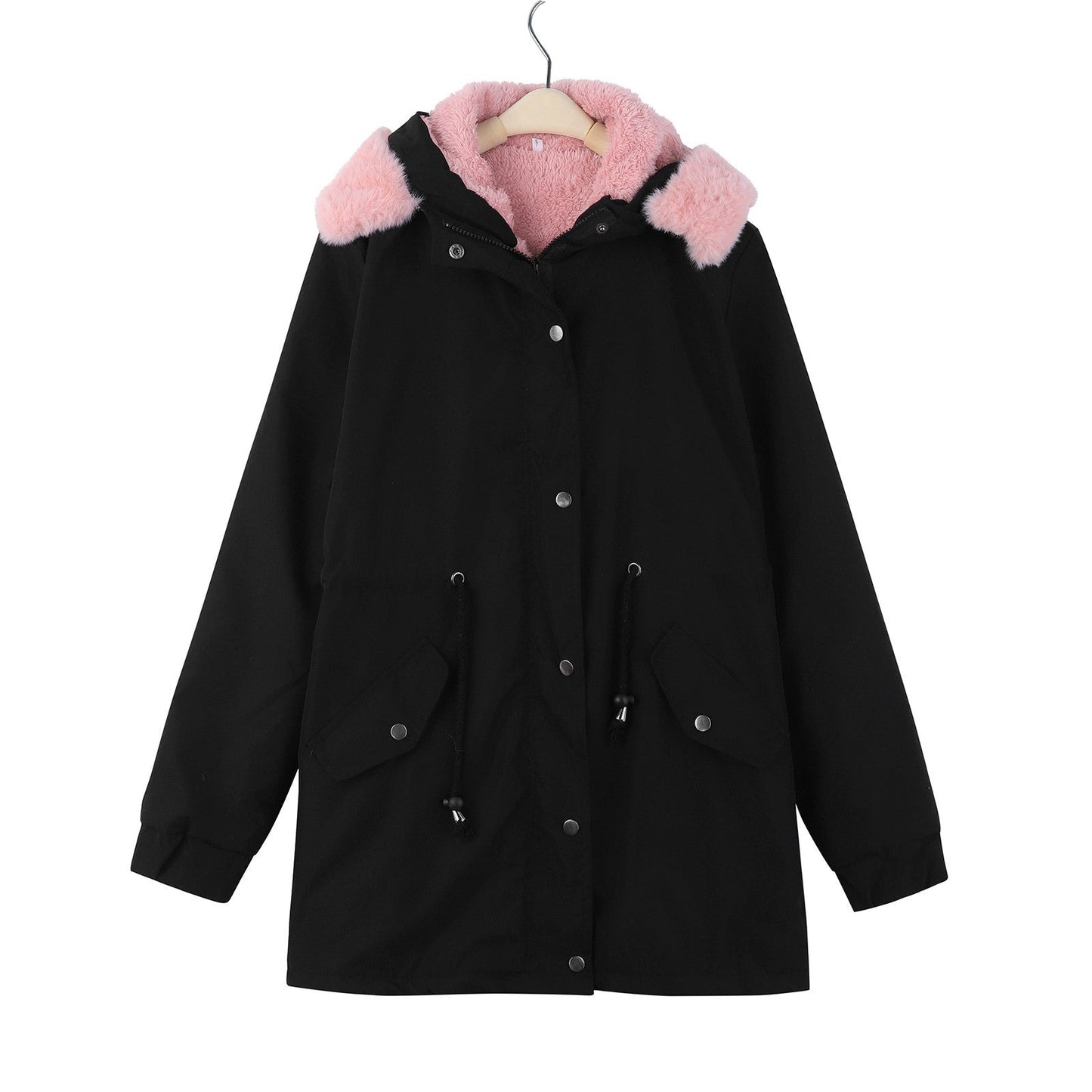Women's Clothes Mid-length Hooded Winter Lamb Wool Coats