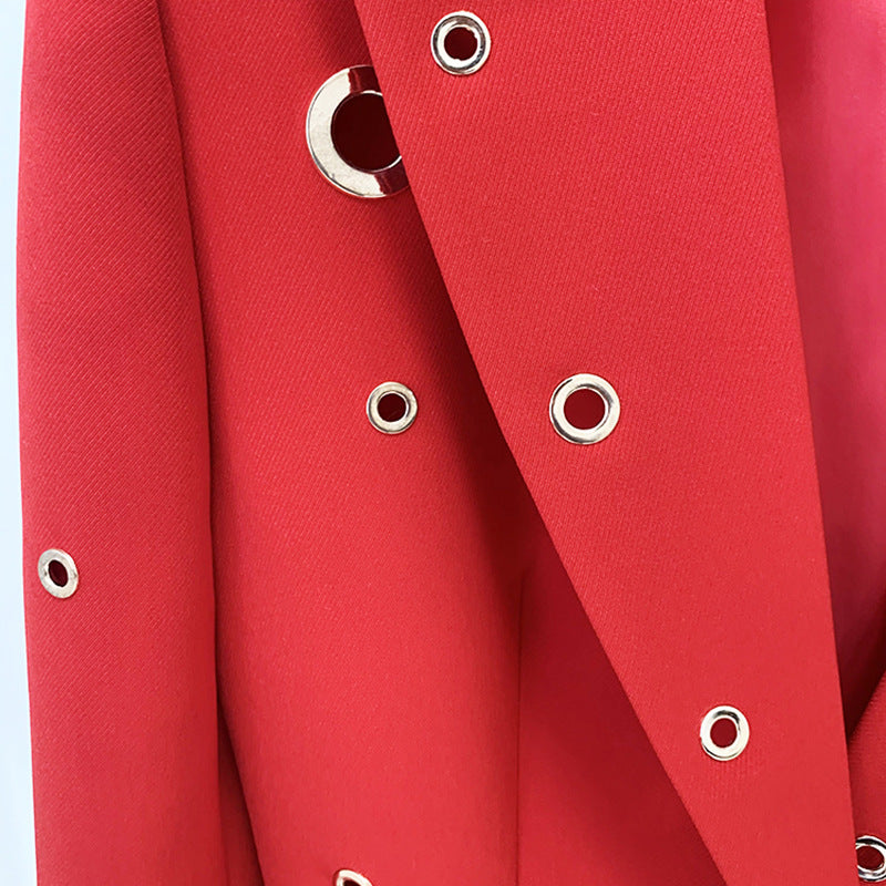 Fashion Metal Hole One Button Trousers Suits