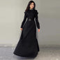 Women's Elegant Collar Open Diamond Black Long Dresses