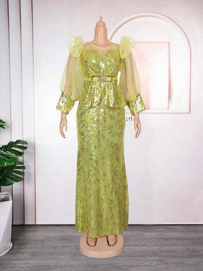 Women's African Wear Dress Fashionable Sequins Christmas Dresses