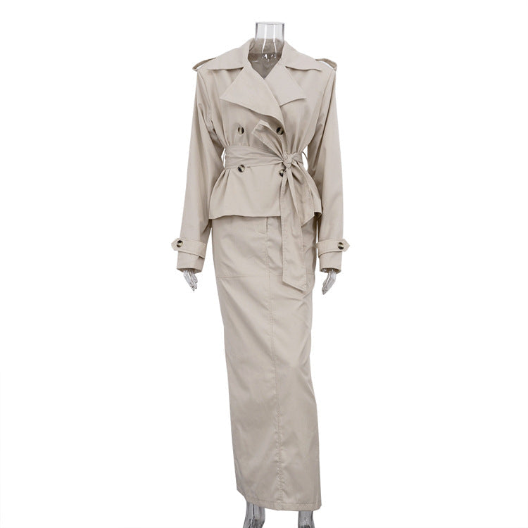 Women's Fashion Autumn Lapel Long Sleeve Trench Suits