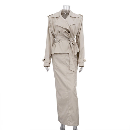 Women's Fashion Autumn Lapel Long Sleeve Trench Suits