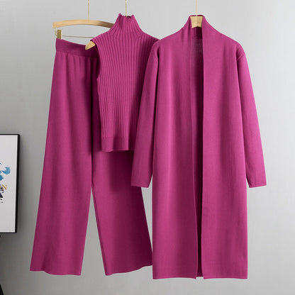 Lazy Temperament Knitting Sleeveless Three-piece Set Suits