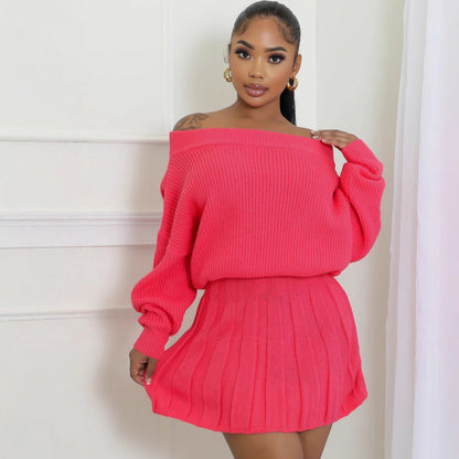 Women's Casual Solid Color Pleated Two-piece Set Tops
