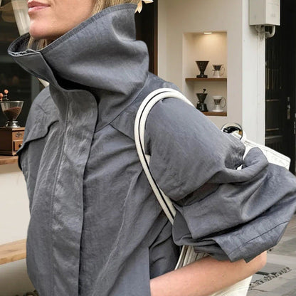 Autumn Outdoor Turtleneck Fashion Gray With Coats