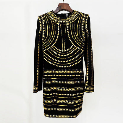 Hot Metal Sheet Stretch Long Sleeve Dresses