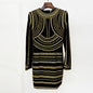Hot Metal Sheet Stretch Long Sleeve Dresses