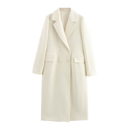 Women's Fashion Woolen Double Breasted Trench Coats