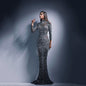 Women's Spring Mesh Long Sleeve Slim Sexy Wedding Dresses