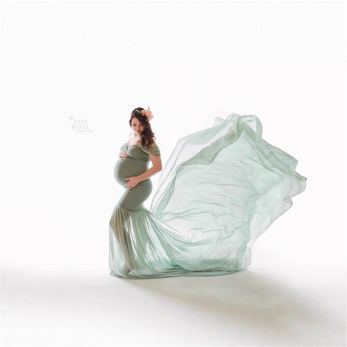 Women's Mercerized Cotton With Chiffon Floating Tail Dresses