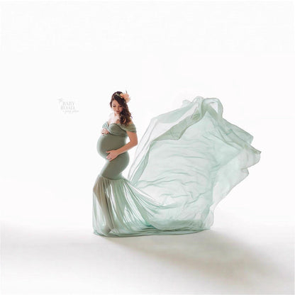 Women's Mercerized Cotton With Chiffon Floating Tail Dresses