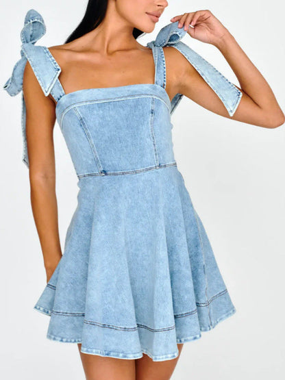 Women's Temperament Commute Fashion Suspenders Denim Dress Dresses