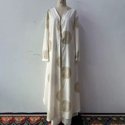 Women's Loose Long Printed Robe Two-piece Set Tops