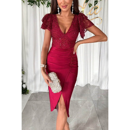 Women's Casual Short-sleeved Split Dress Often Party Dresses