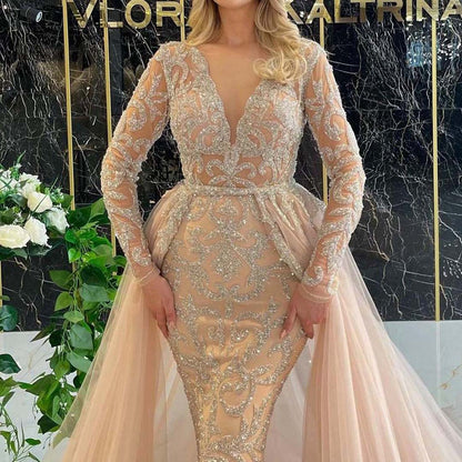 Women's Dress Temperament Trailing French Simplicity Sprinkling Gold Palace Wedding Dresses