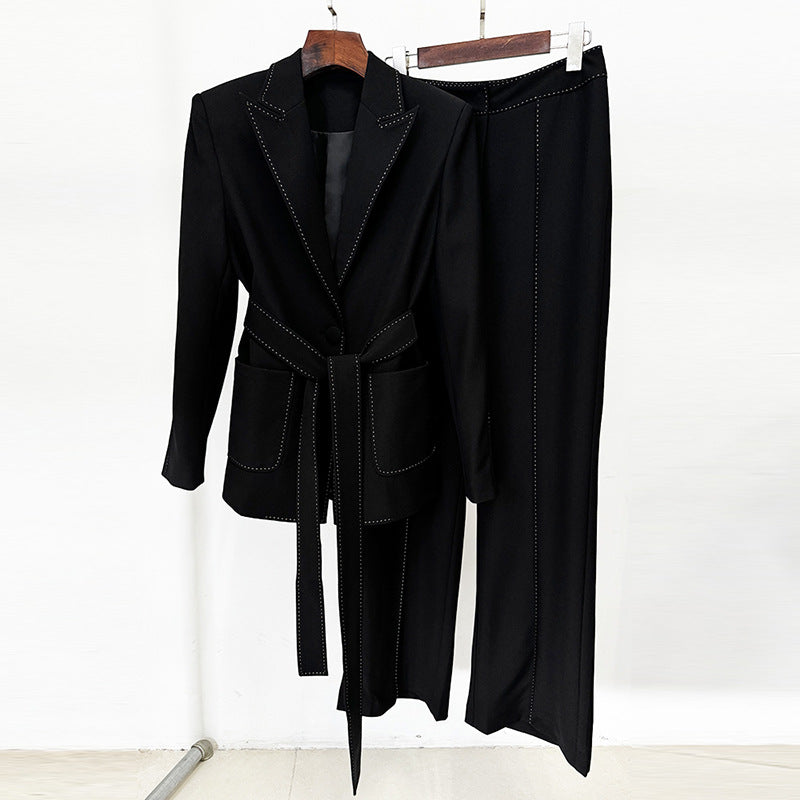 Fashion Beaded Decorative Series Belt Two-piece Suits