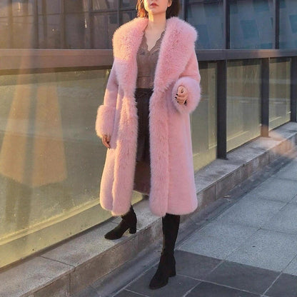 Women's Thick Faux Rabbit Fur Mid-length Winter Coats