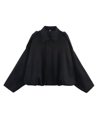 Women's Suede Texture Lapel Loose Bomber Jackets