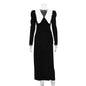 Women's White Contrast Color Split Long Dress Doll Dresses