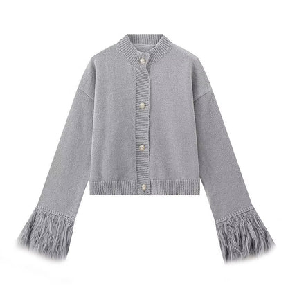 Women's Trendy Cuff Fur Stitching Commuter Sweaters