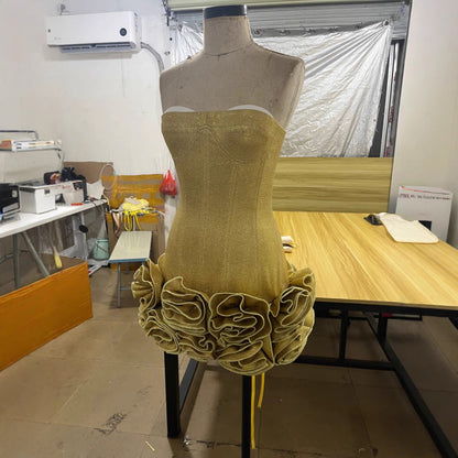 Women's Gold Sequin Sexy Tube Dress Tight Dresses