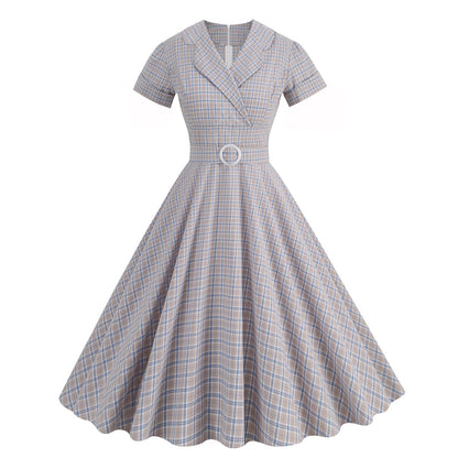Style British Lattice Collar Sleeve High Dresses