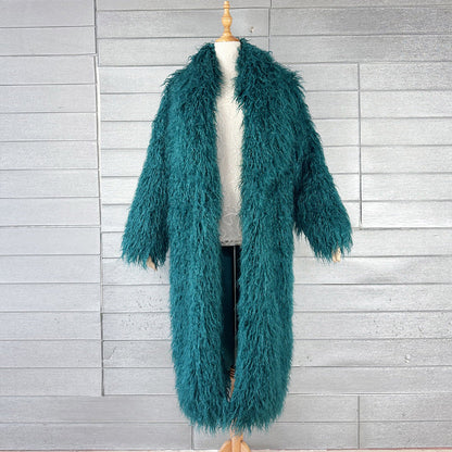 Fur Imitated Tibet Sheep Green Fruit Collar Over Coats