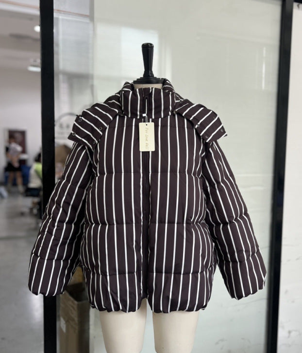 Elegant Striped Long-sleeved Shirt Mid-length Dress Coats