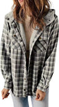 Women's Casual Plaid Hooded Woolen Fleece-lined Warm Coats