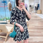 Women's Silhouette Floral Two-tone Rayon Printed Sleeve Dresses